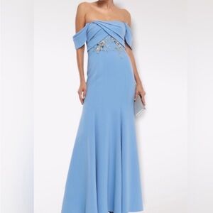Chic Strapless Blue Evening Dress